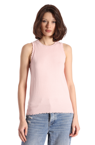 Cotton Cashmere Frayed Tank