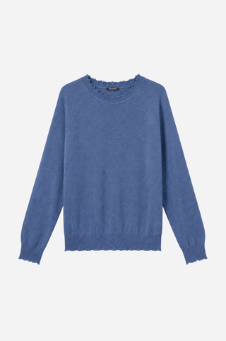 Cotton Cashmere Frayed Edge Crew
