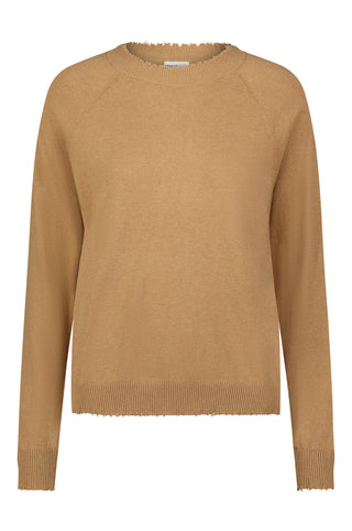 Cotton Cashmere Frayed Edge Crew