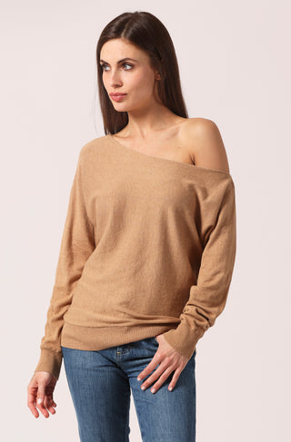 Cotton Cashmere Off The Shoulder Top