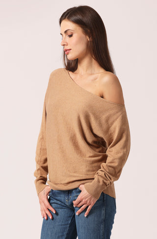 Cotton Cashmere Off The Shoulder Top