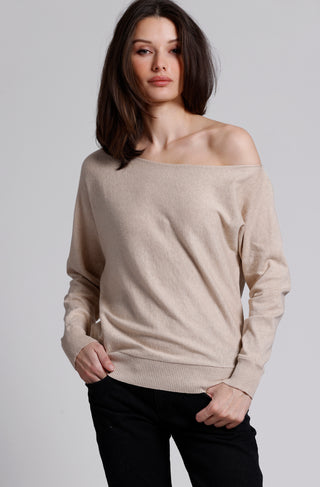 Cotton Cashmere Off The Shoulder Top