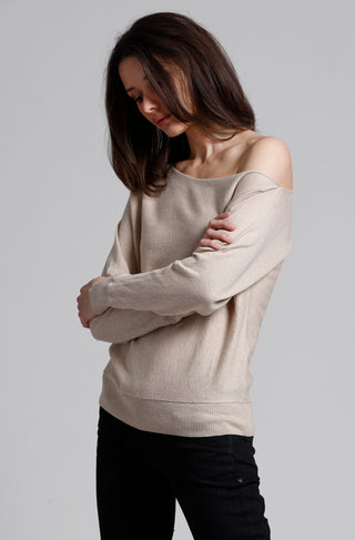 Cotton Cashmere Off The Shoulder Top