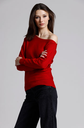 Cotton Cashmere Off The Shoulder Top