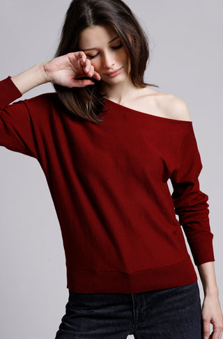 Cotton Cashmere Off The Shoulder Top