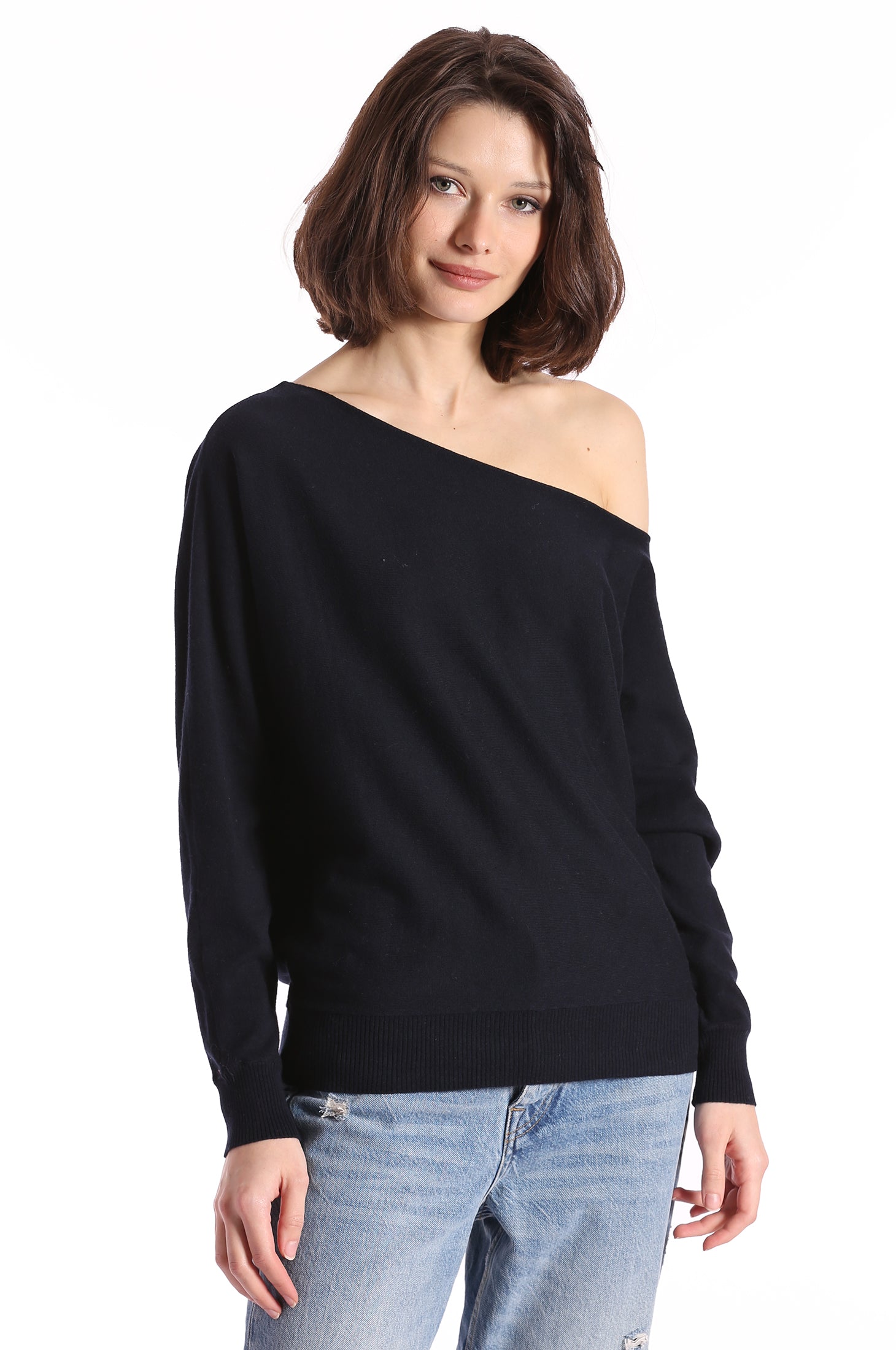 Cotton Cashmere Off The Shoulder Top