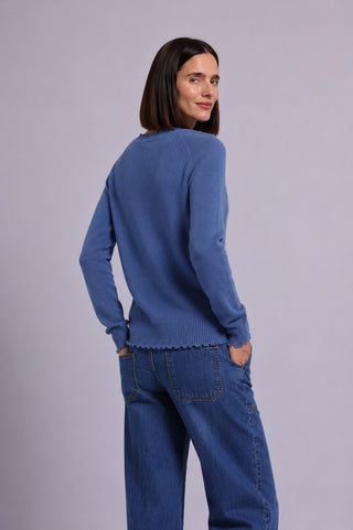 Cotton Cashmere Frayed Edge Crew