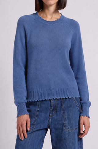 Cotton Cashmere Frayed Edge Crew