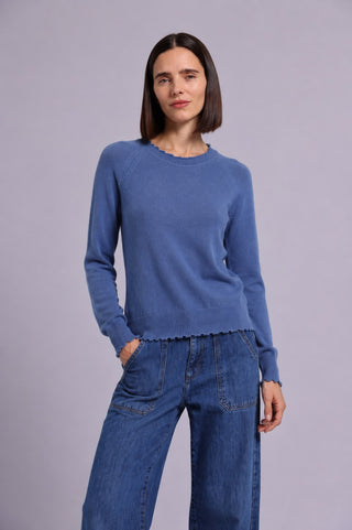 Cotton Cashmere Frayed Edge Crew