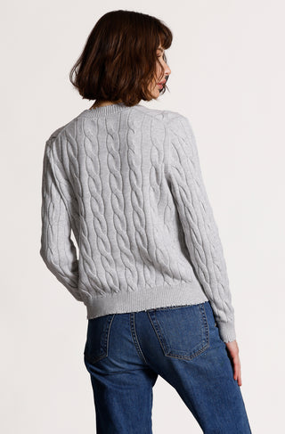 Cotton Frayed Cable Cardigan