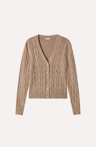 Cotton Frayed Cable Cardigan