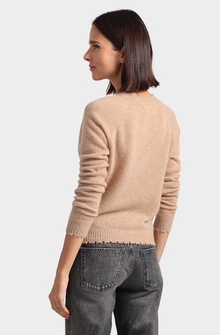 7 Gauge Cashmere Frayed Edge Cropped V