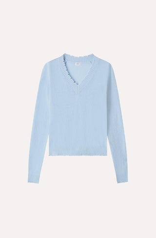 7GG Cashmere Frayed Edge Cropped V