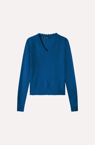7GG Cashmere Frayed Edge Cropped V