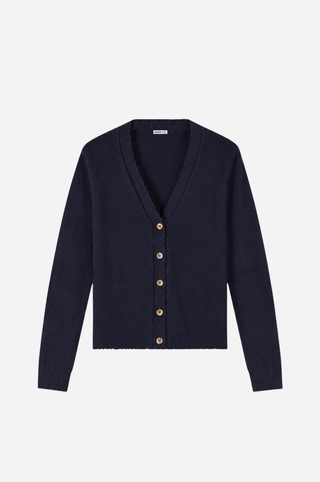 Cotton Cashmere Frayed Cardigan