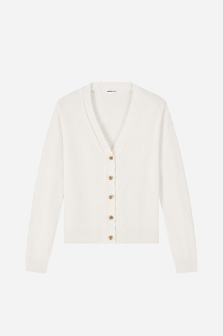 Cotton Cashmere Frayed Cardigan
