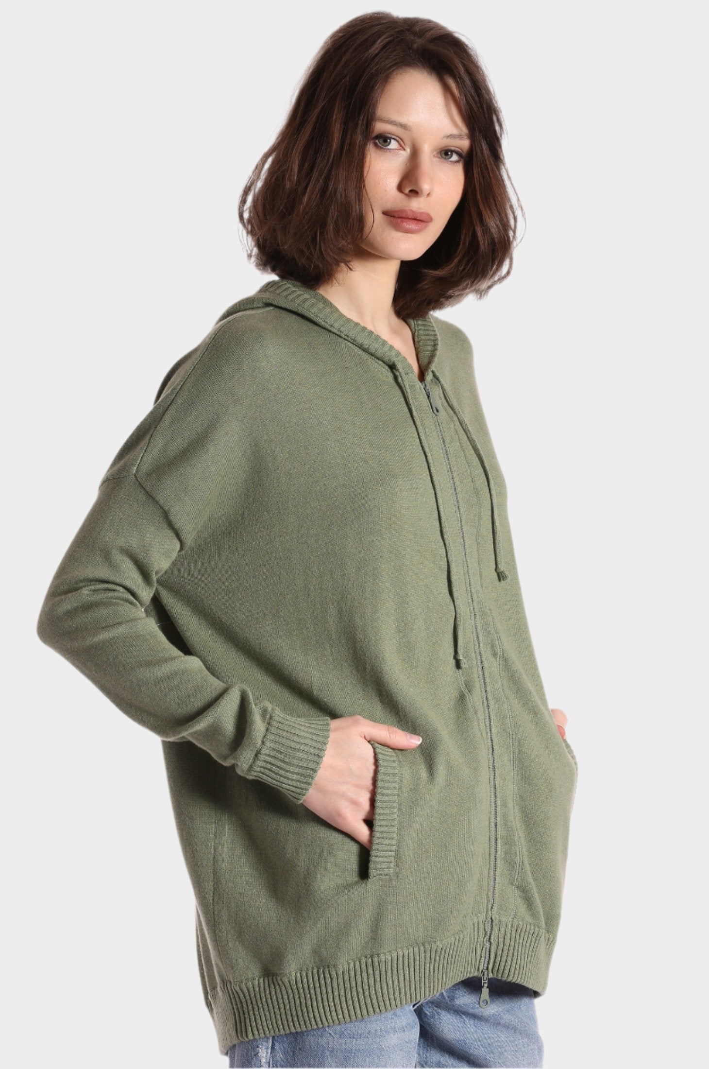 Cotton Cashmere Oversized Zip Hoodie