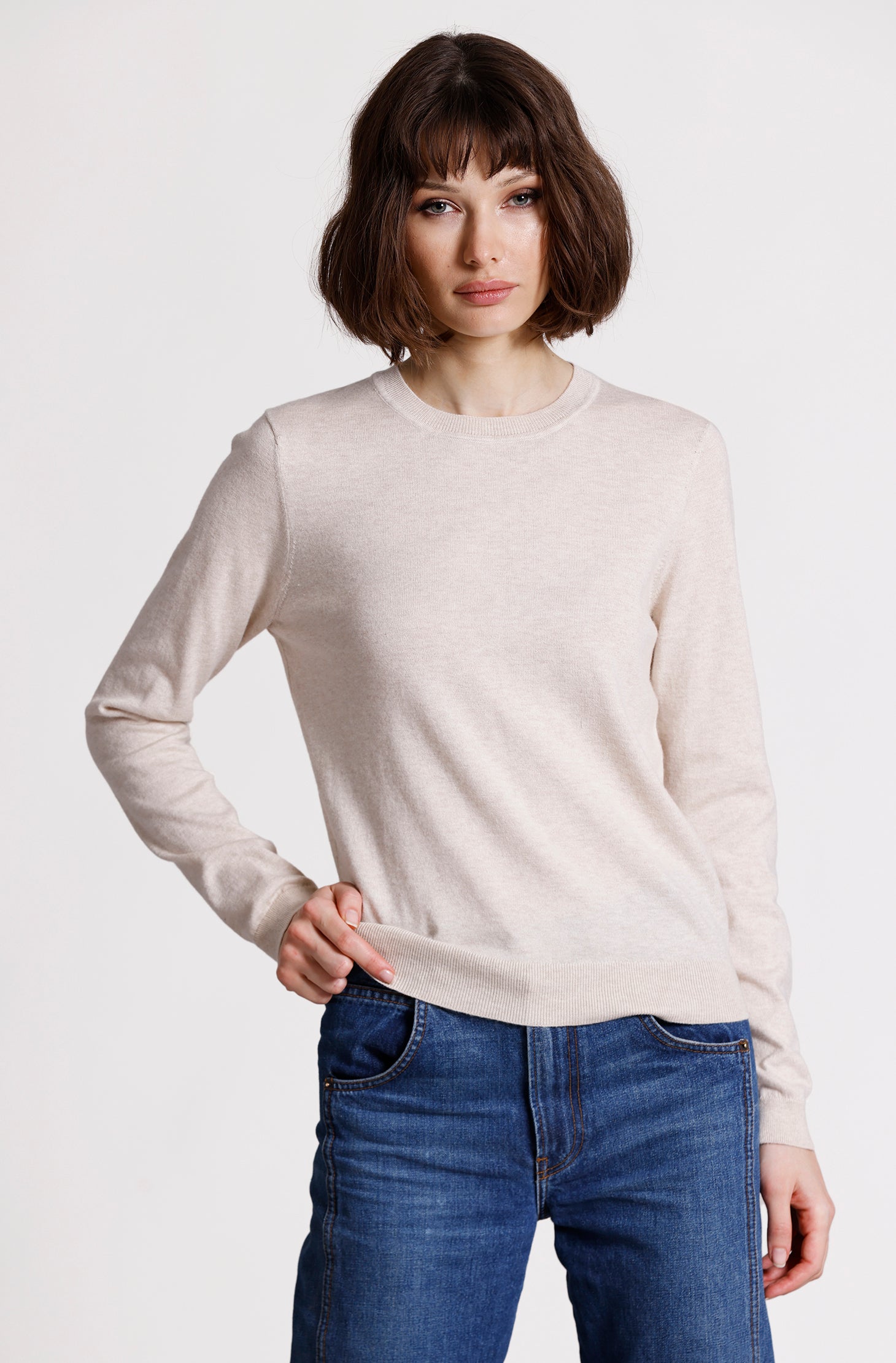 Supima Cotton Cashmere Long Sleeve Crew – Minnie Rose
