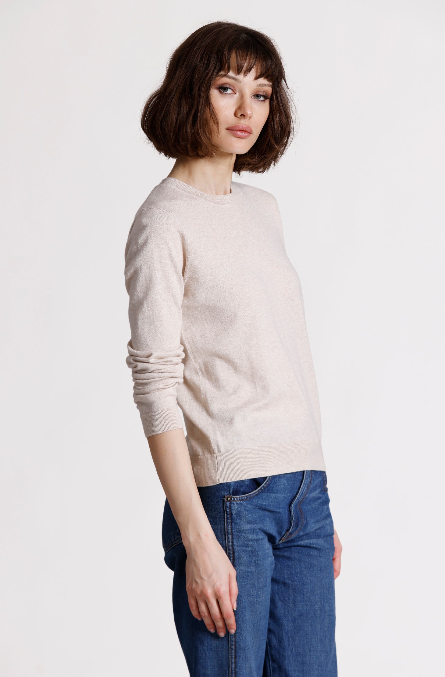 Supima Cotton Cashmere Long Sleeve Crew – Minnie Rose