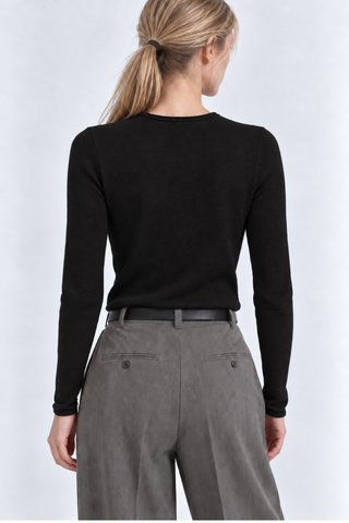 Long Sleeve Crew Neck with Rolled Trims