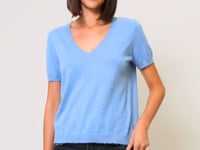 Cotton Cashmere Frayed V Tee