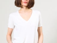 Cotton Cashmere Frayed V Tee