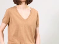 Cotton Cashmere Frayed V Tee