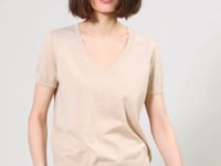 Cotton Cashmere Frayed V Tee
