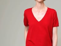 Cotton Cashmere Frayed V Tee