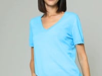 Cotton Cashmere Frayed V Tee