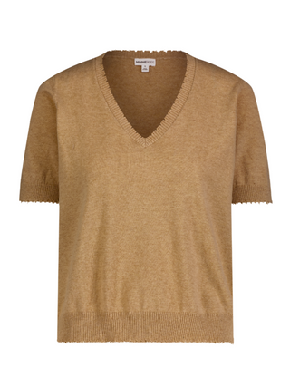 Cotton Cashmere Frayed V Tee