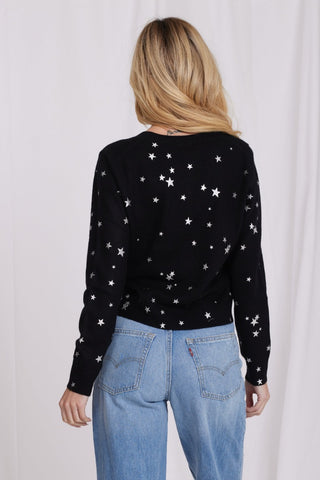 Cashmere Foil Star Cardi- Black / Silver