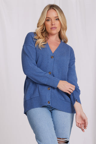 Plus Size Cotton Cashmere Oversized Cardi - Harbour Blue