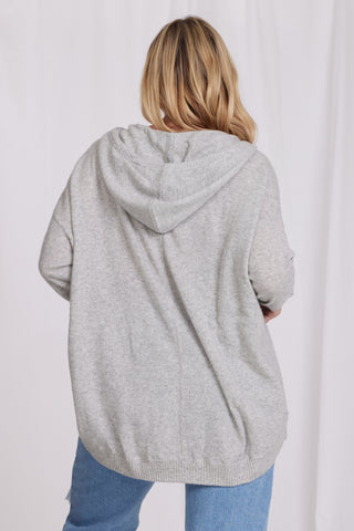 Plus Size Cashmere Zip Hoodie- light-heather-grey