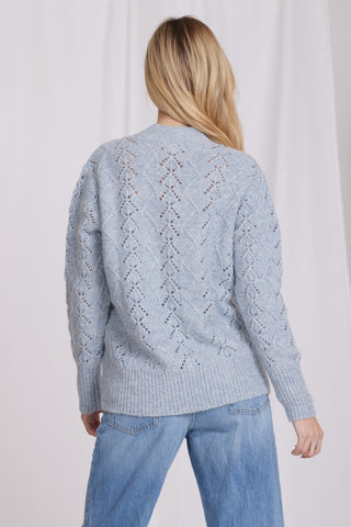 Mohair Pointelle Oversized Cardigan - Baby Blue