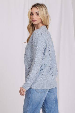 Mohair Pointelle Oversized Cardigan - Baby Blue