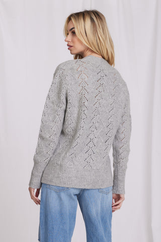 Mohair Pointelle Oversized Cardigan - Light Heather Grey