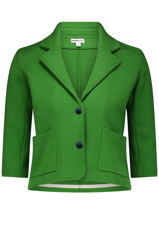 Cotton Blend Shrunken Blazer- golf green