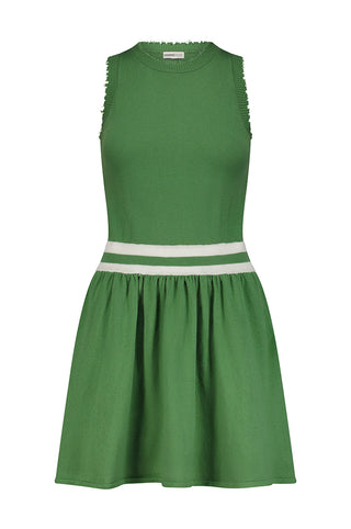 Cotton Cashmere Frayed Edge Tank Dress -golf green