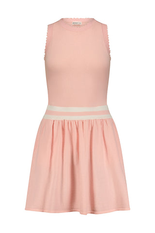 Cotton Cashmere Frayed Edge Tank Dress -pink pearl