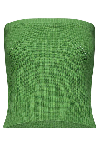 Cotton Shaker Strapless Top Golf Green