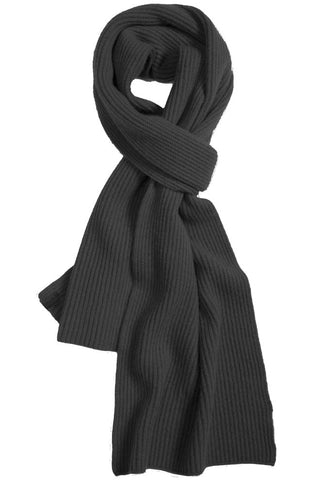 Cashmere Ribbed Scarf- Black