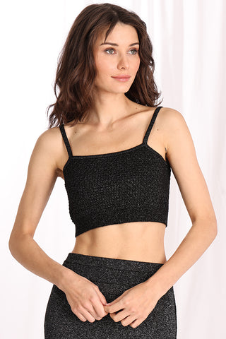 Cashmere Lurex Textured Bralette - BLACK