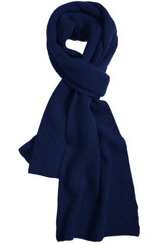 Cashmere Ribbed Scarf- Navy