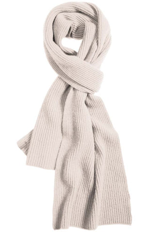 Cashmere Ribbed Scarf- Pearl